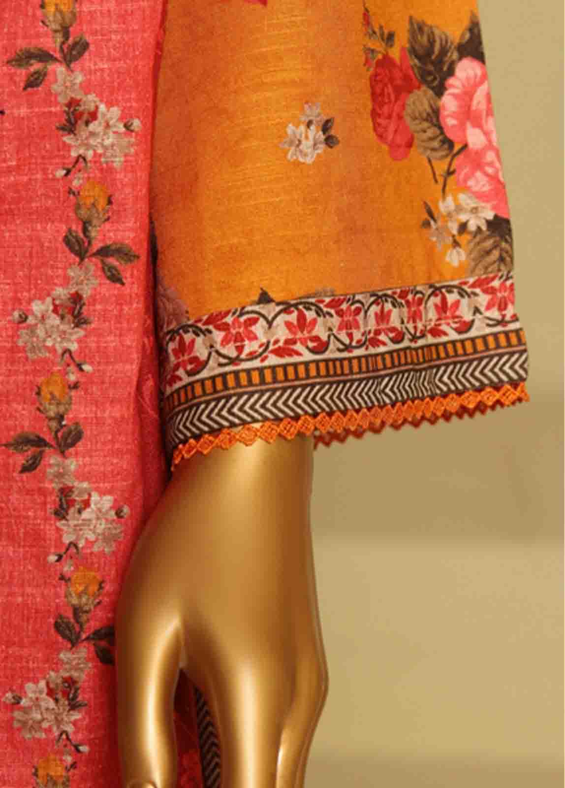 Bin Saeed Fabric - WK-042-3 Piece Khaddar Printed Suit