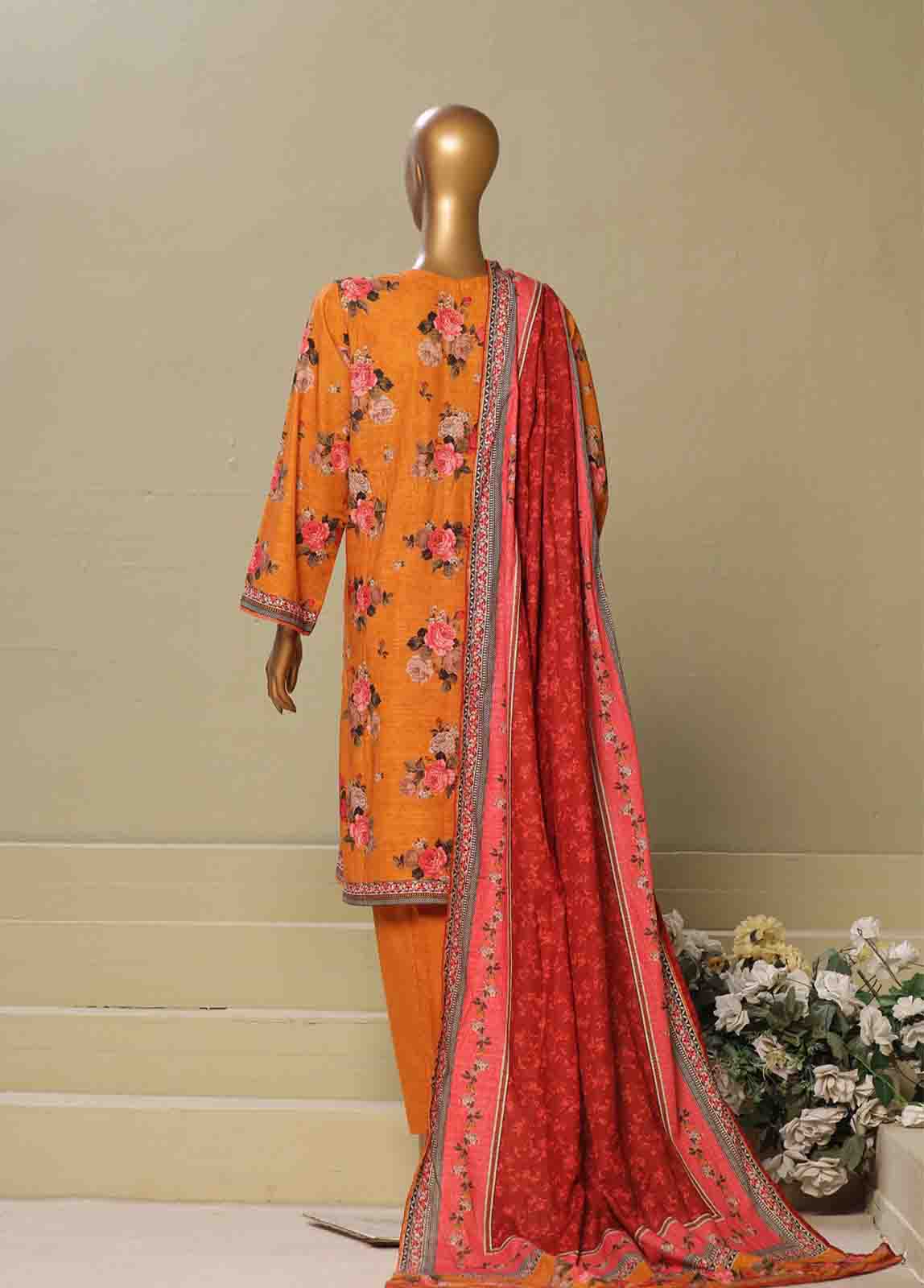 Bin Saeed Fabric - WK-042-3 Piece Khaddar Printed Suit