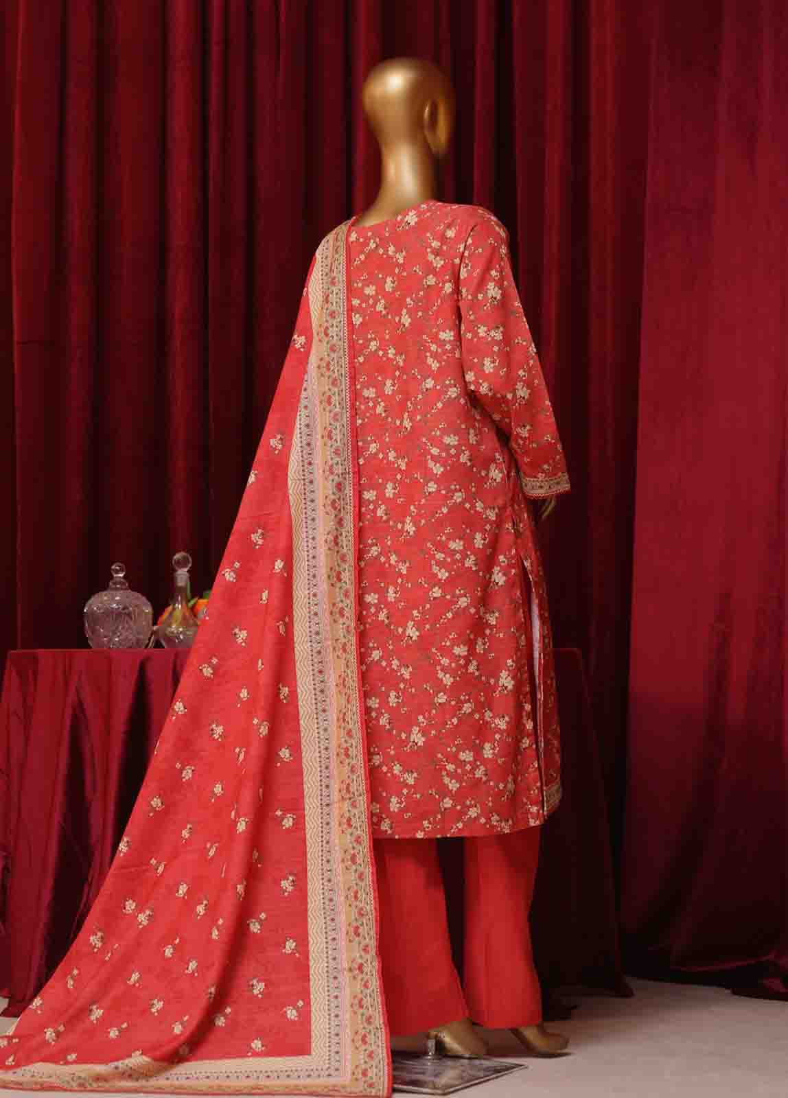 Bin Saeed Fabric - WK-043-3 Piece Khaddar Printed Suit