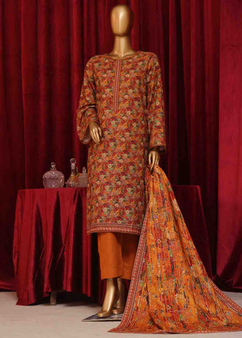 Bin Saeed Fabric - WK-044-3 Piece Khaddar Printed Suit