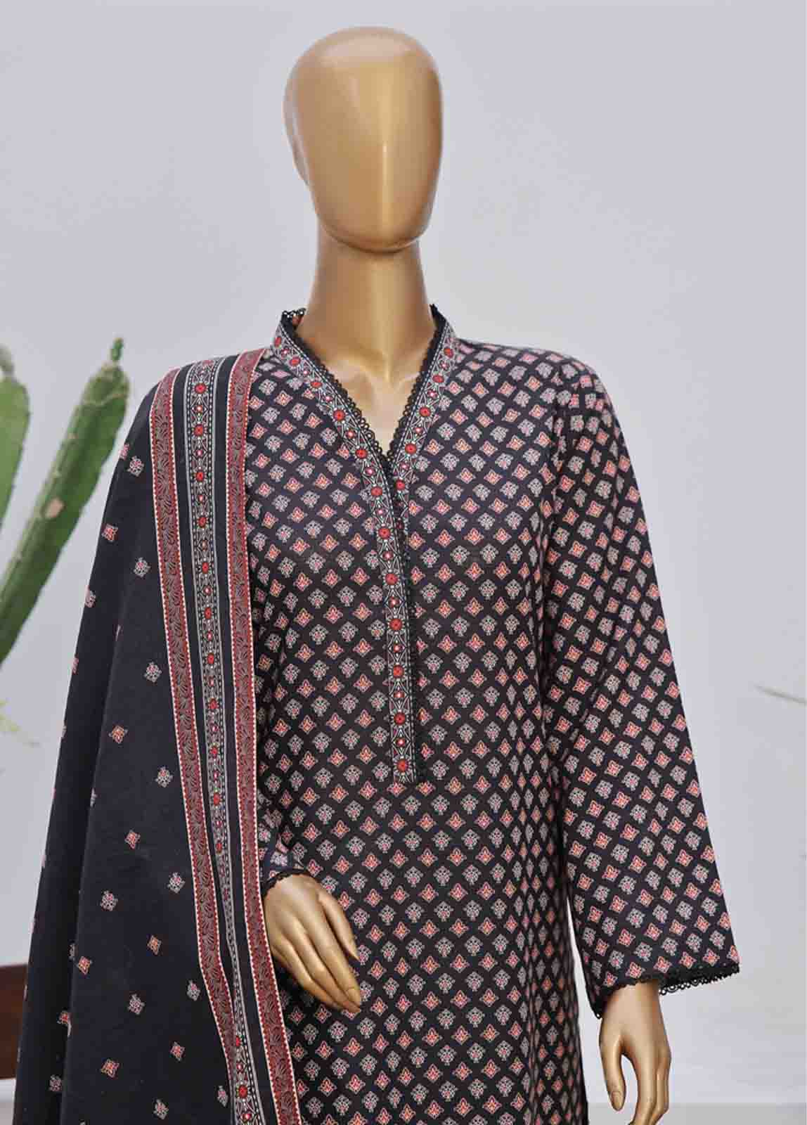 Bin Saeed Fabric - WK-045-3 Piece Khaddar Printed Suit
