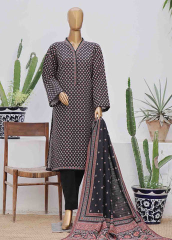 Bin Saeed Fabric - WK-045-3 Piece Khaddar Printed Suit