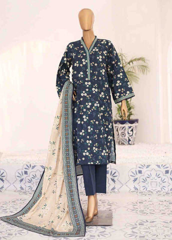 Bin Saeed Fabric - WK-048-3 Piece Khaddar Printed Suit