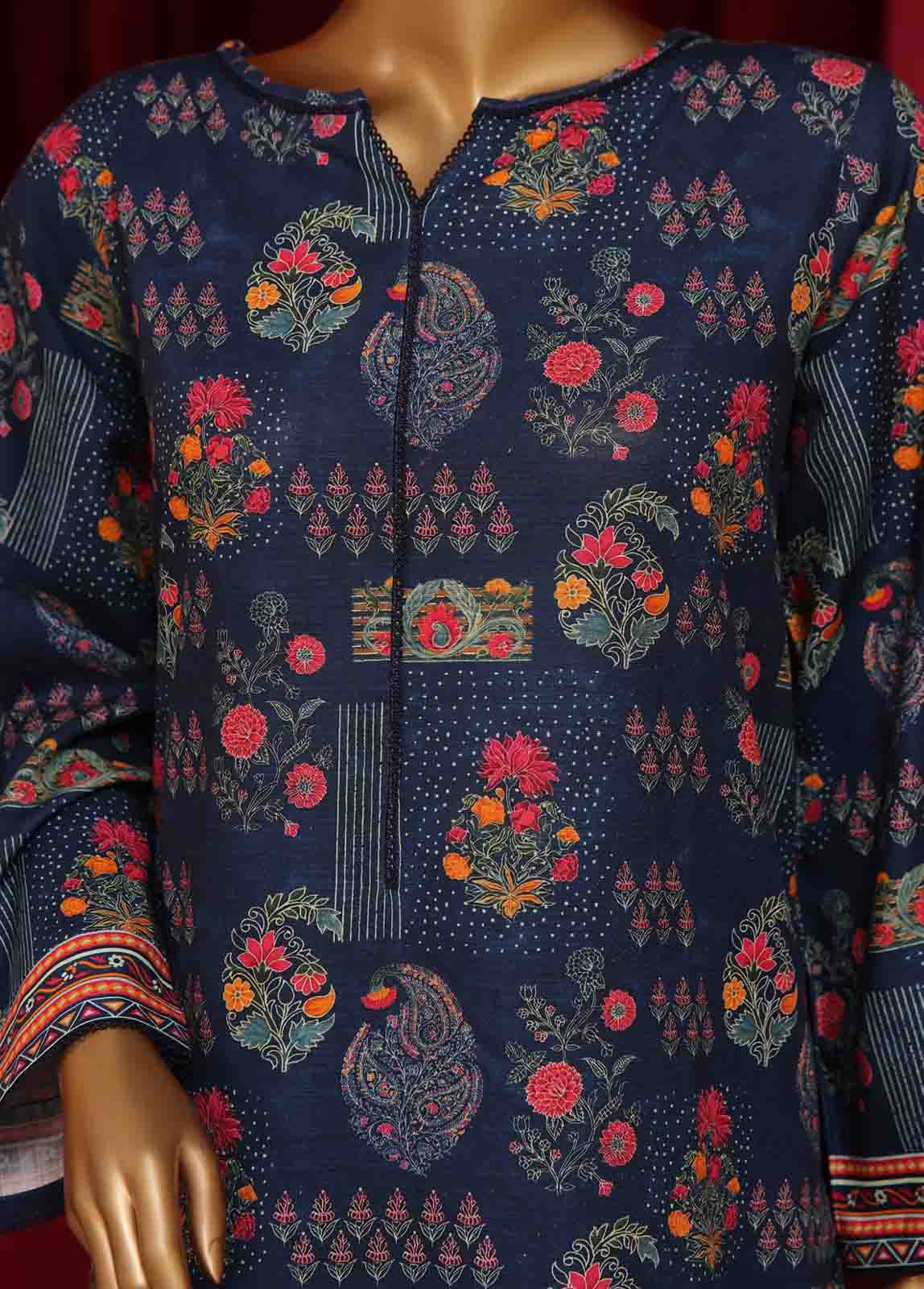 Bin Saeed Fabric - WK-049-3 Piece Khaddar Printed Suit