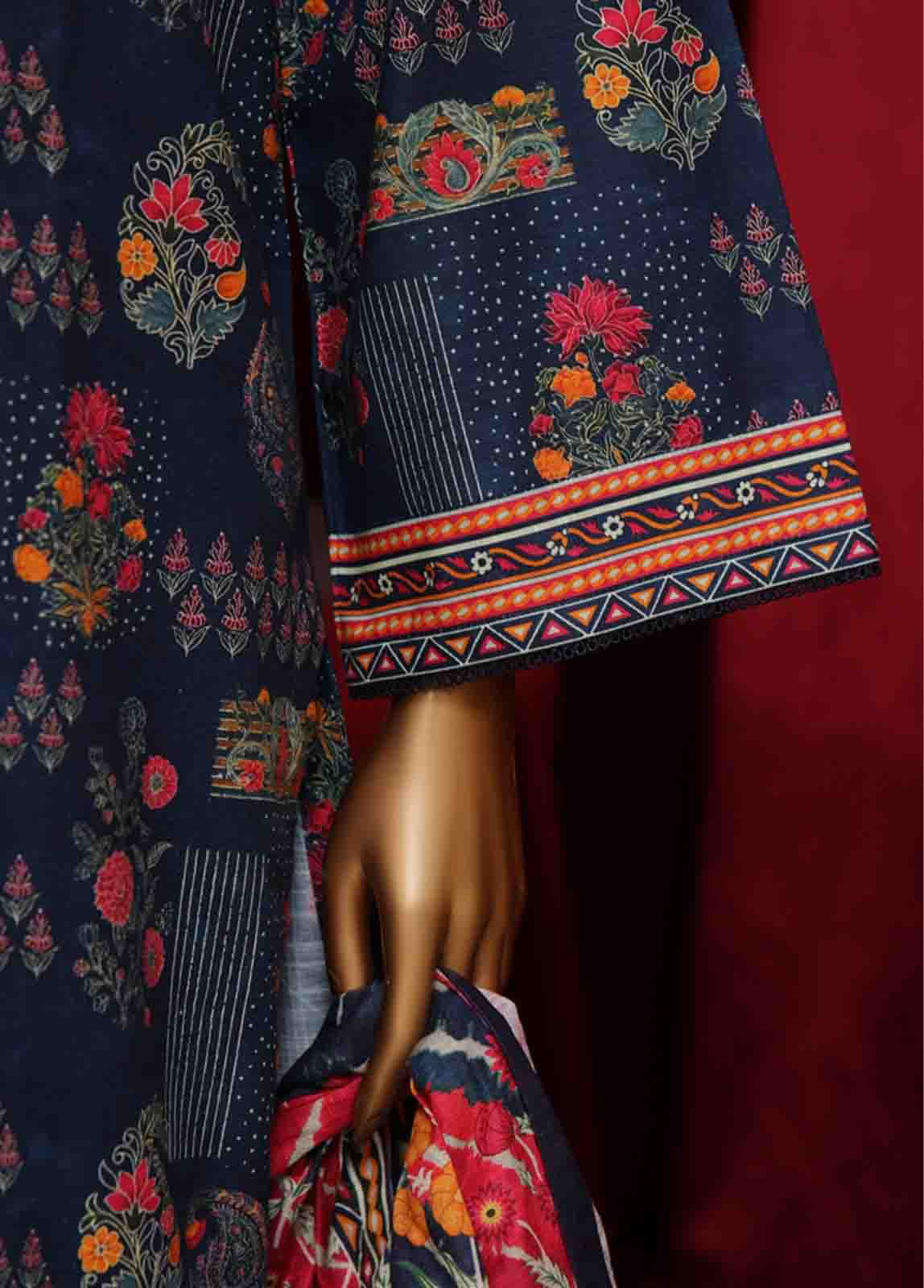Bin Saeed Fabric - WK-049-3 Piece Khaddar Printed Suit