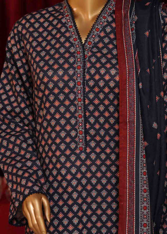 Bin Saeed Fabric - WK-053-3 Piece Khaddar Printed Suit