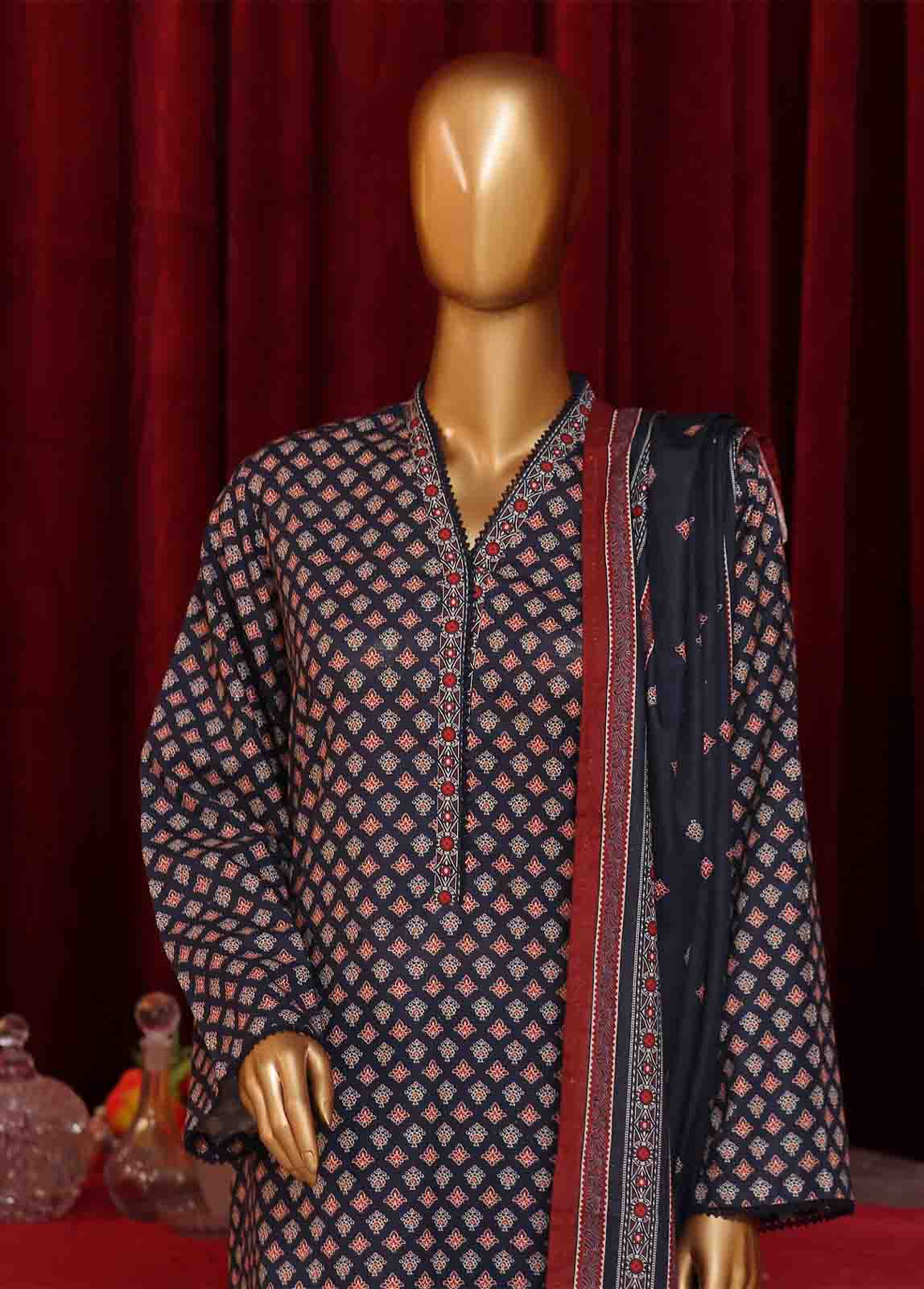 WK-053-3 Piece Khaddar Printed Suit