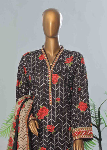 Bin Saeed Fabric - WK-059 B-3 Piece Khaddar Printed Suit