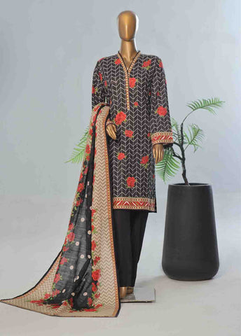 Bin Saeed Fabric - WK-059 B-3 Piece Khaddar Printed Suit