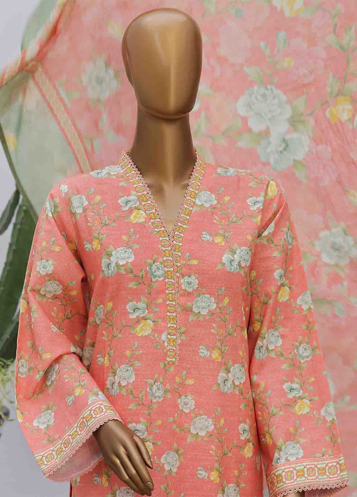 Bin Saeed Fabric - WK-060-3 Piece Khaddar Printed Suit