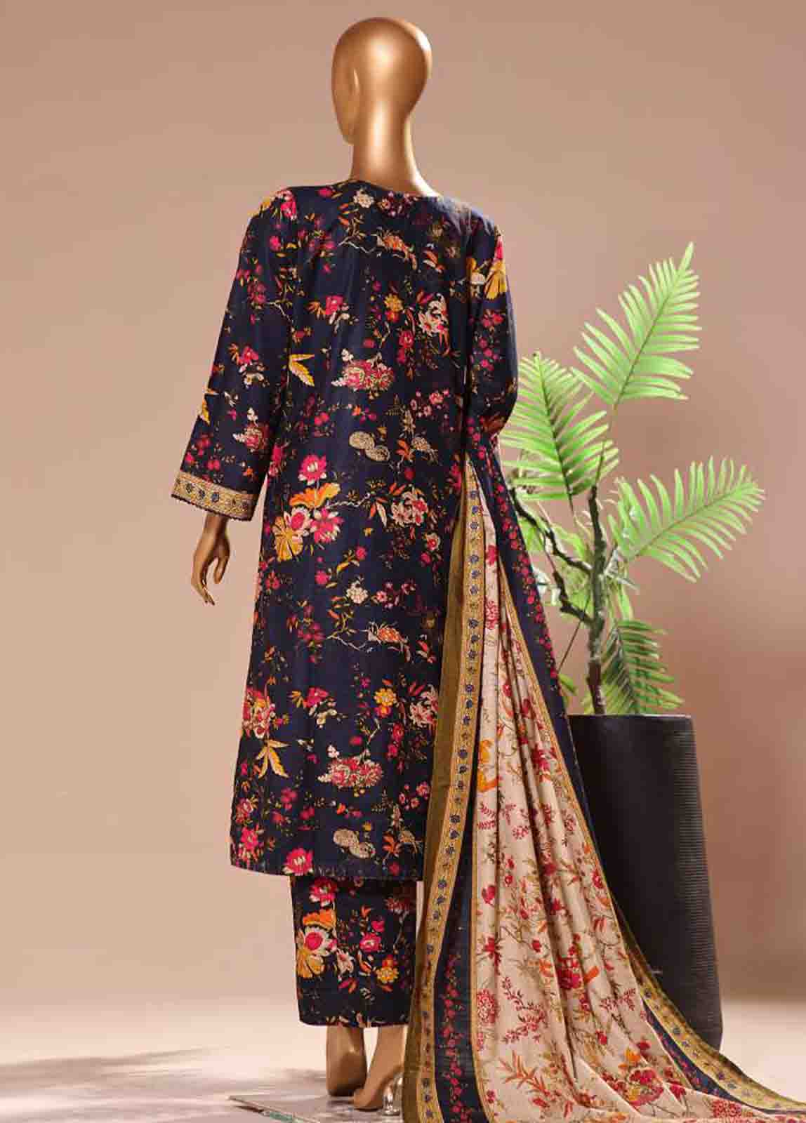 Bin Saeed Fabric - WK-062 -3 Piece Khaddar Printed Suit