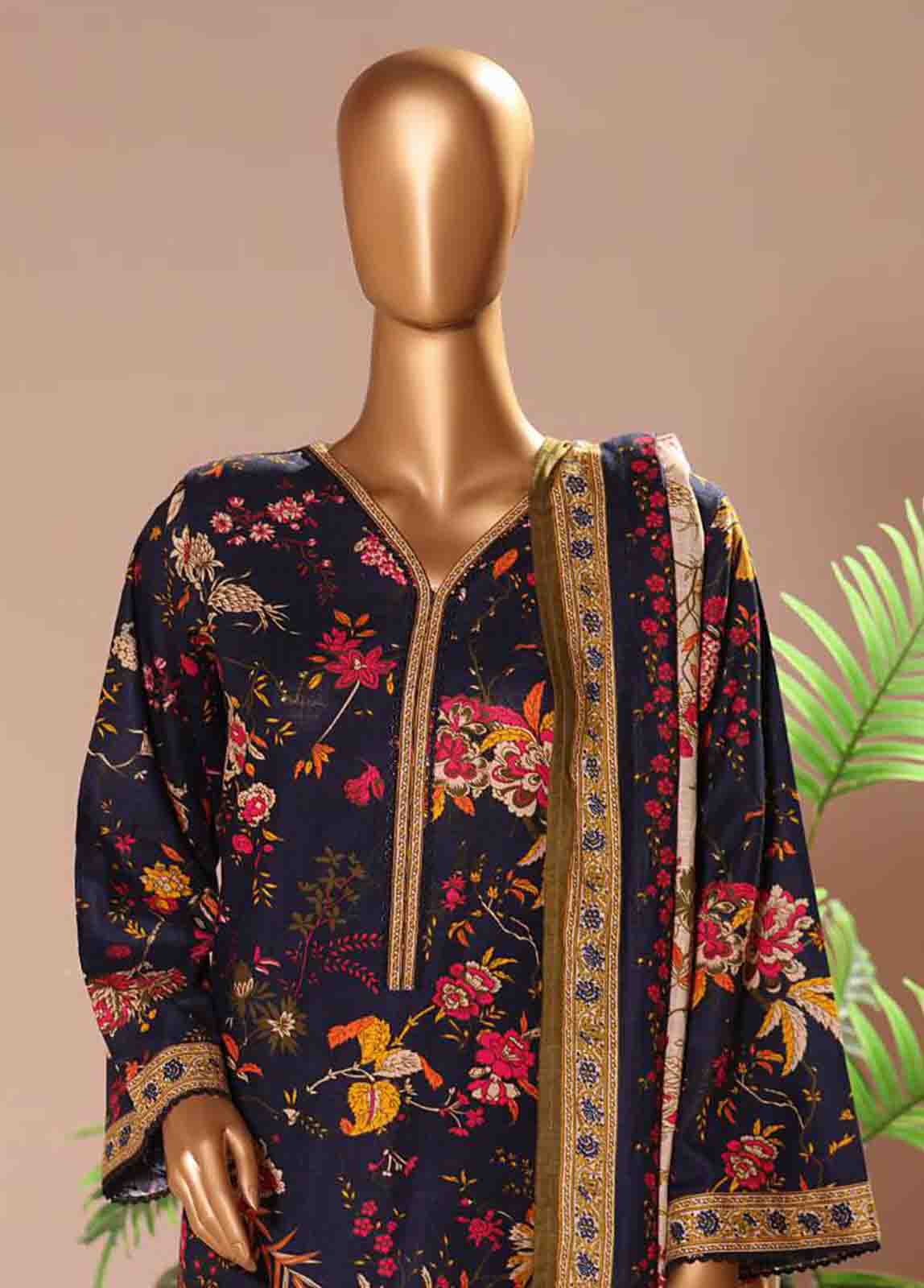 Bin Saeed Fabric - WK-062 -3 Piece Khaddar Printed Suit