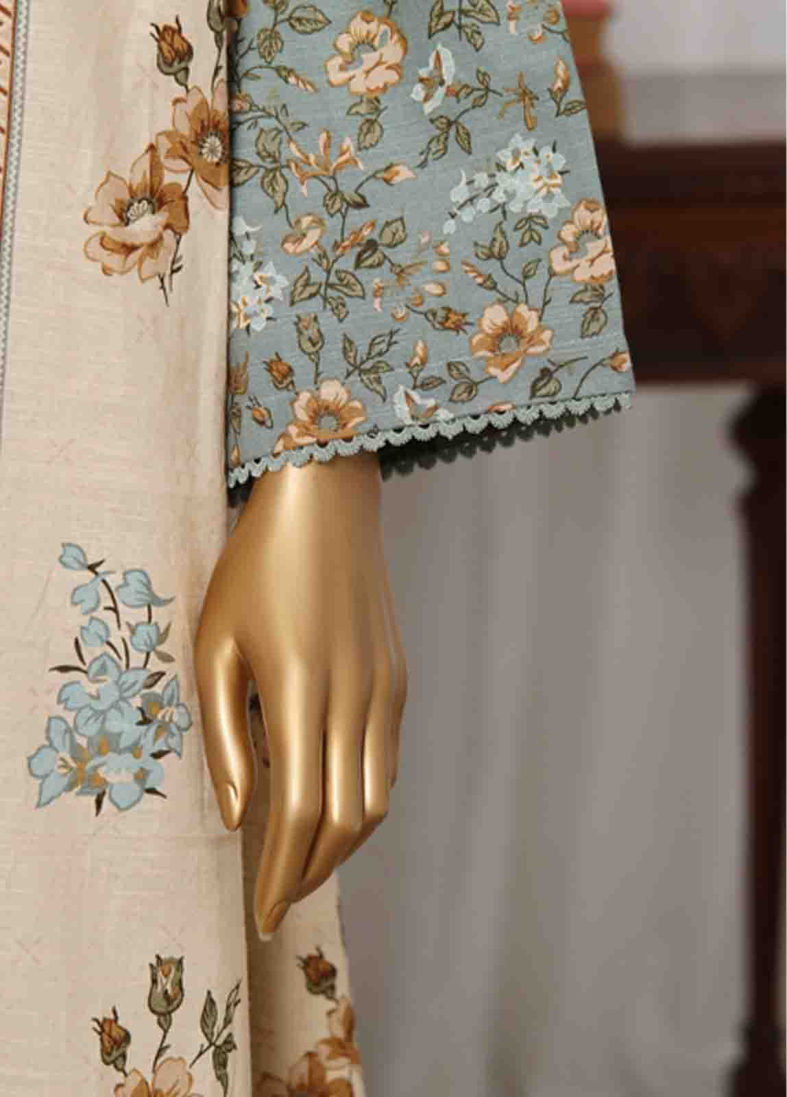 Bin Saeed Fabric - WK-064-3 Piece Khaddar Printed Suit