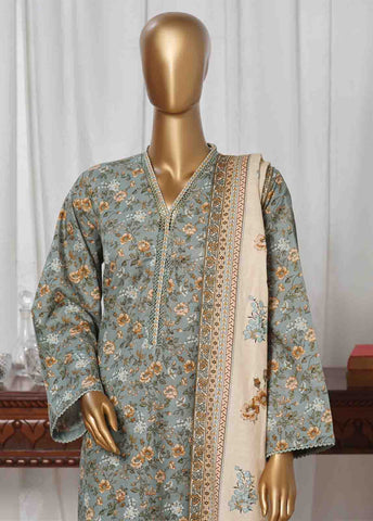Bin Saeed Fabric - WK-064-3 Piece Khaddar Printed Suit