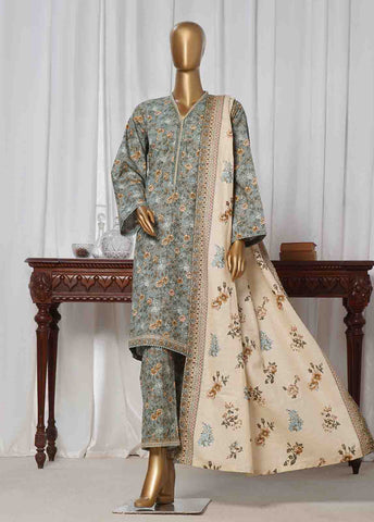 Bin Saeed Fabric - WK-064-3 Piece Khaddar Printed Suit
