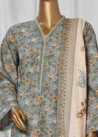 Bin Saeed Fabric - WK-064-3 Piece Khaddar Printed Suit