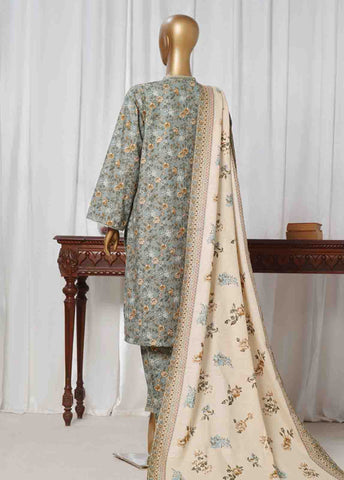 Bin Saeed Fabric - WK-064-3 Piece Khaddar Printed Suit