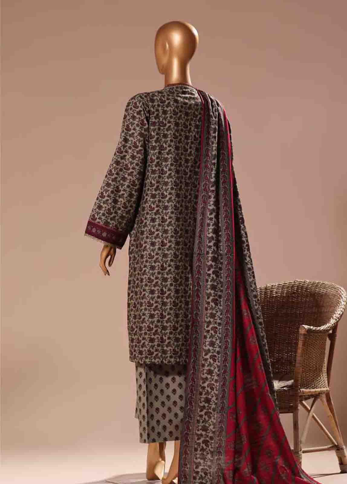 Bin Saeed Fabric - WK-065 -3 Piece Khaddar Printed Suit