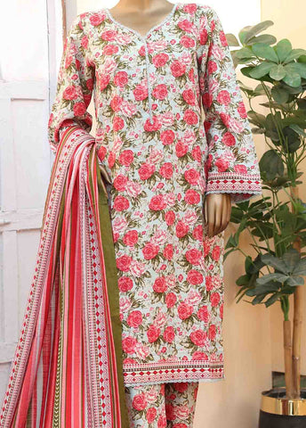 Bin Saeed Fabric - WK-068 -3 Piece Khaddar Printed Suit