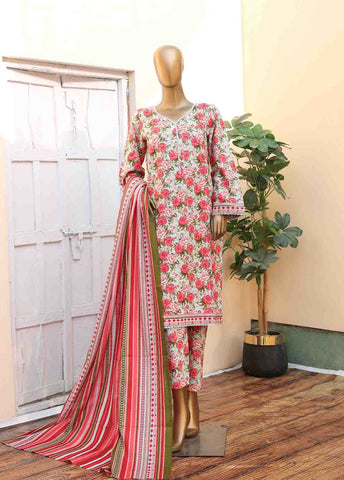 Bin Saeed Fabric - WK-068 -3 Piece Khaddar Printed Suit