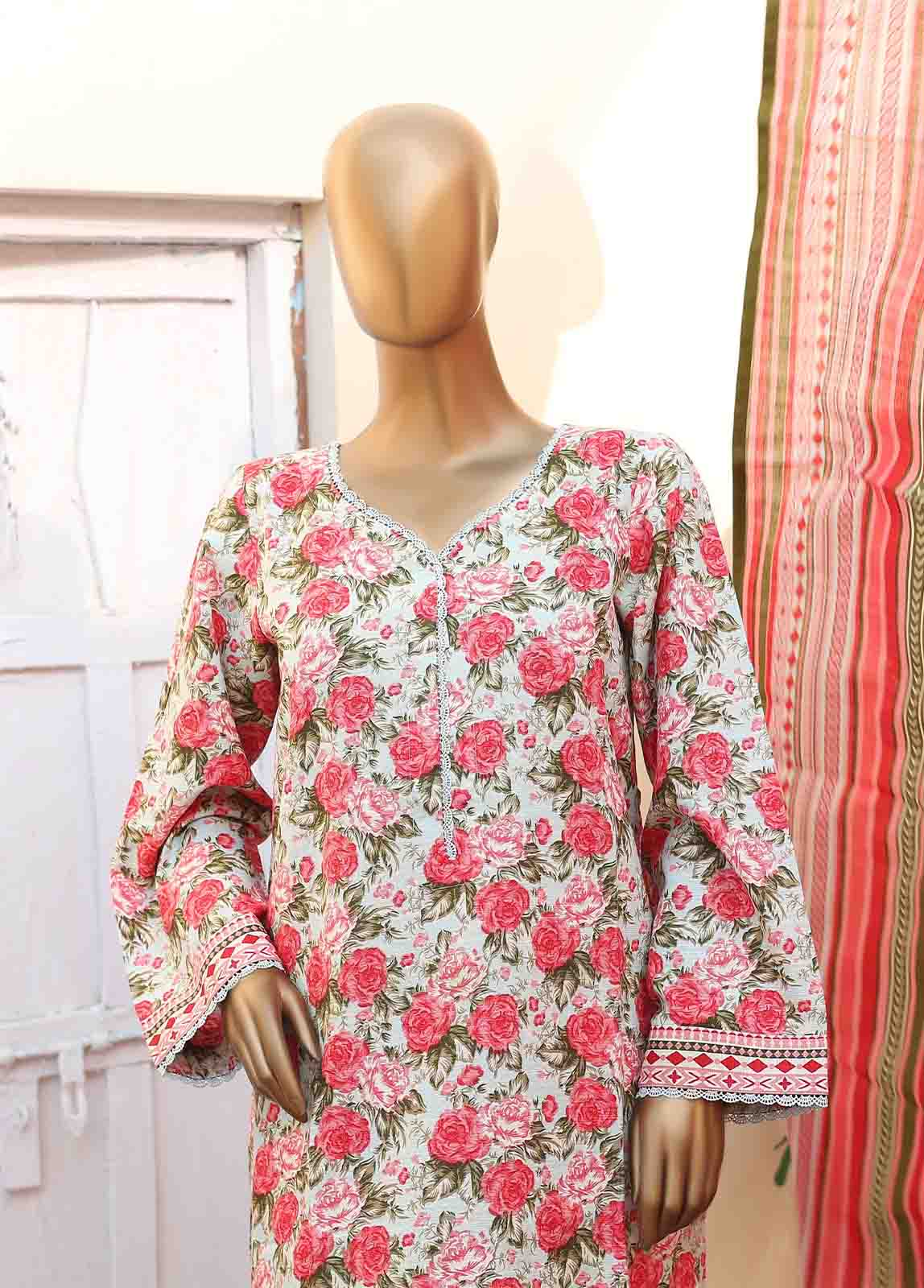 Bin Saeed Fabric - WK-068 -3 Piece Khaddar Printed Suit