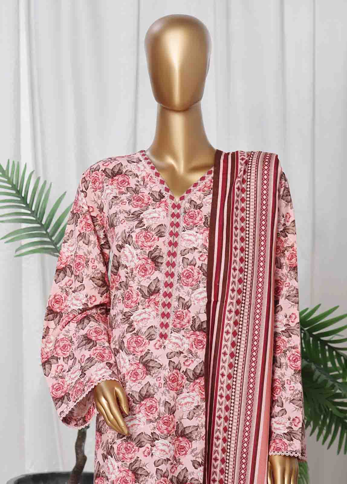 Bin Saeed Fabric - WK-069 -3 Piece Khaddar Printed Suit