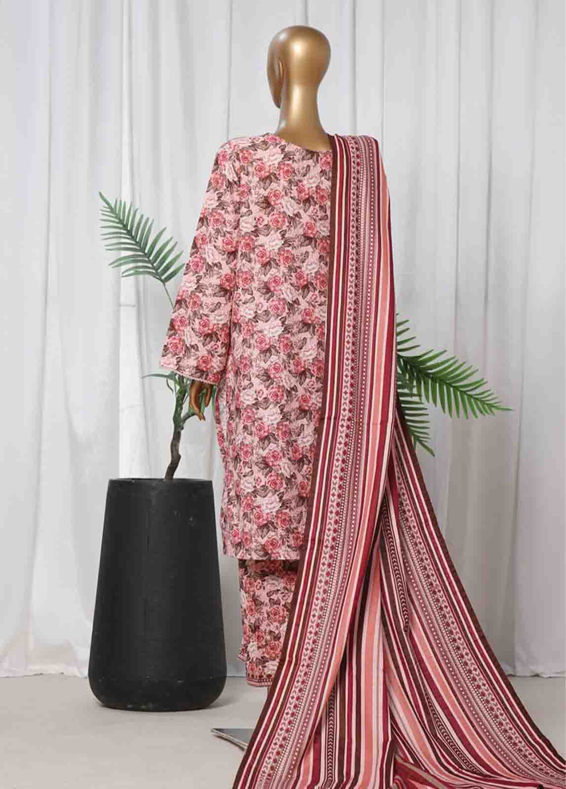 Bin Saeed Fabric - WK-069 -3 Piece Khaddar Printed Suit