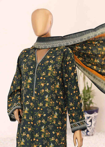 Bin Saeed Fabric - WK-070-3 Piece Khaddar Printed Suit