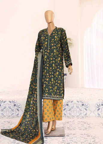 Bin Saeed Fabric - WK-070-3 Piece Khaddar Printed Suit
