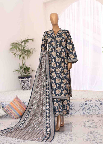 Bin Saeed Fabric - WK-071-3 Piece Khaddar Printed Suit