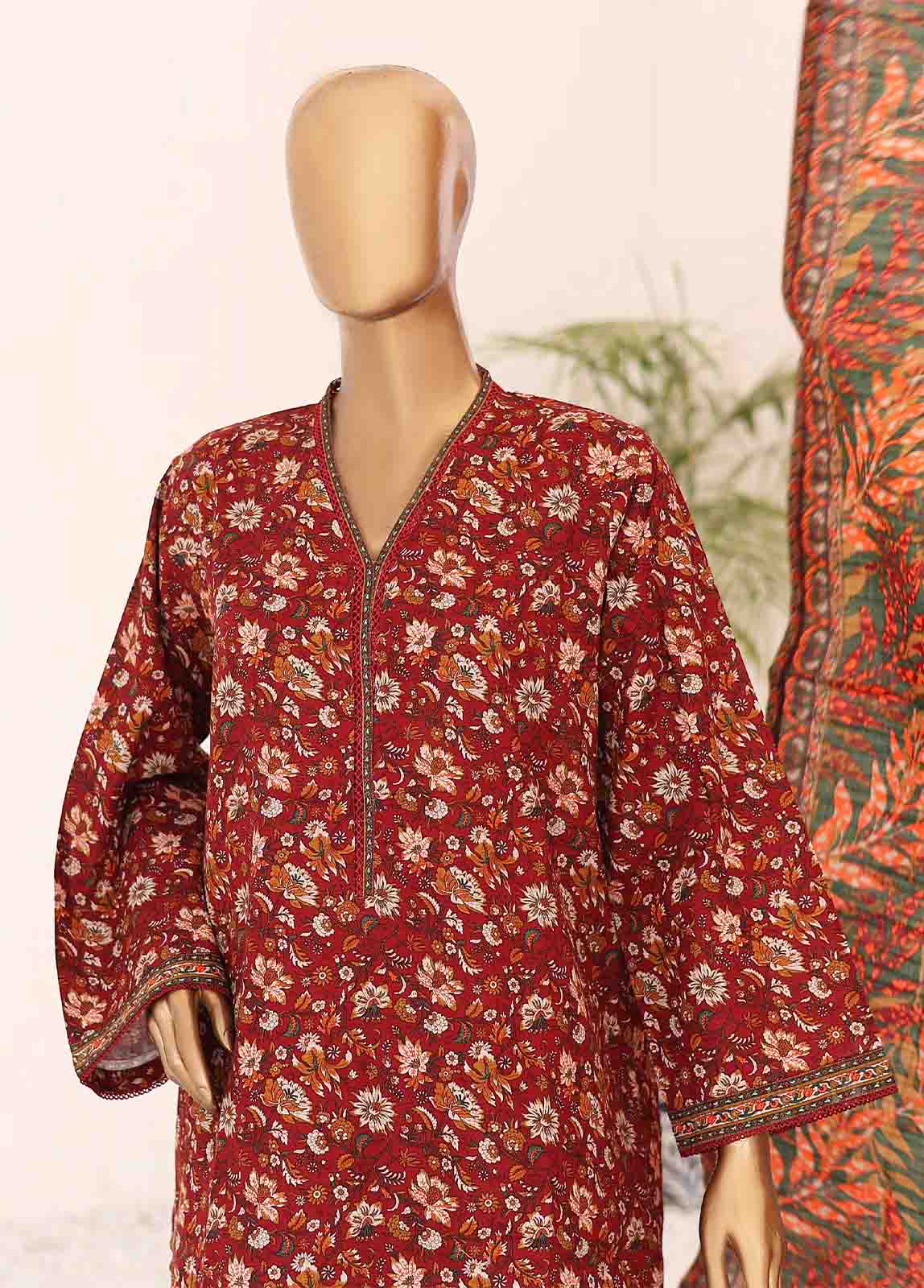 Bin Saeed Fabric - WK-073-3 Piece Khaddar Printed Suit