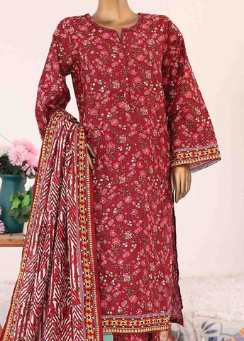 Bin Saeed Fabric - WK-075-3 Piece Khaddar Printed Suit