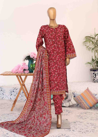 Bin Saeed Fabric - WK-075-3 Piece Khaddar Printed Suit
