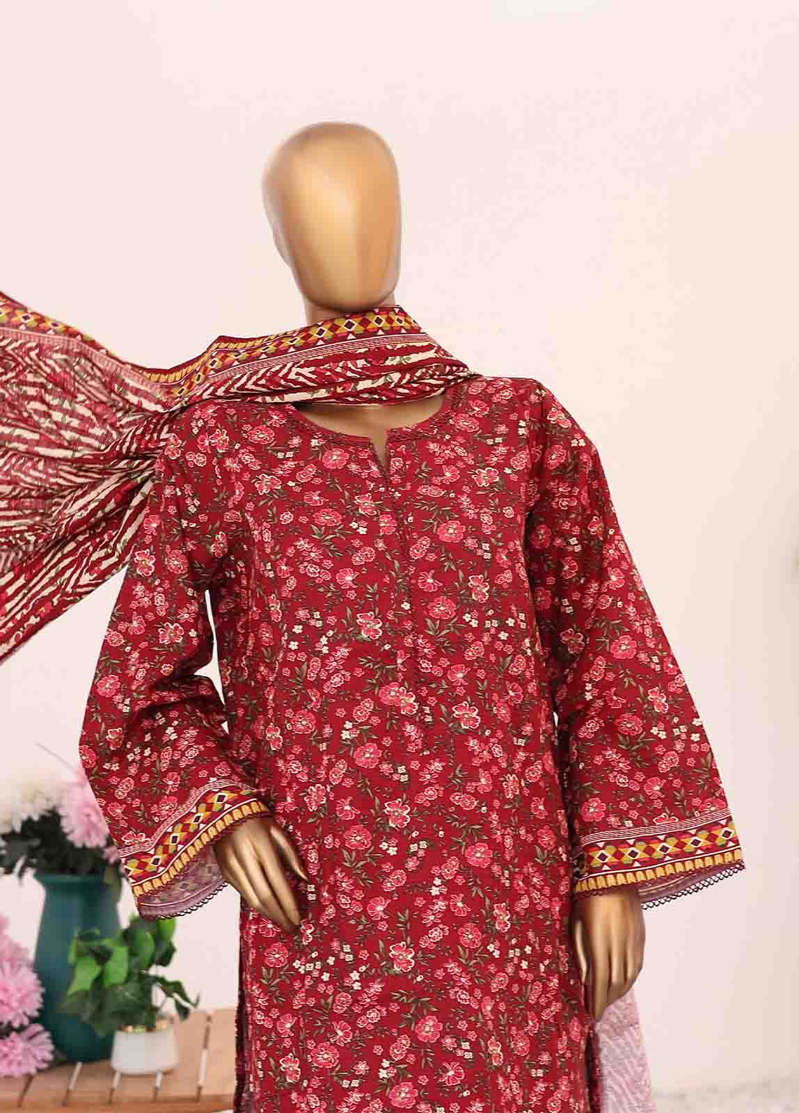 Bin Saeed Fabric - WK-075-3 Piece Khaddar Printed Suit