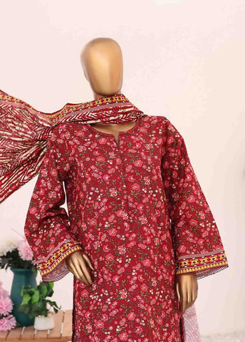 Bin Saeed Fabric - WK-075-3 Piece Khaddar Printed Suit