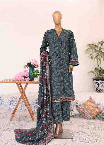 Bin Saeed Fabric - WK-076-3 Piece Khaddar Printed Suit