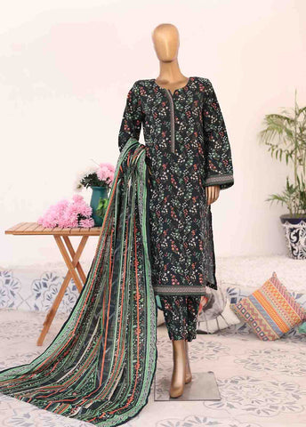 Bin Saeed Fabric - WK-077-3 Piece Khaddar Printed Suit