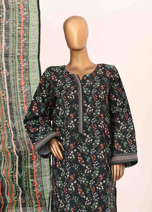 WK-077-3 Piece Khaddar Printed Suit