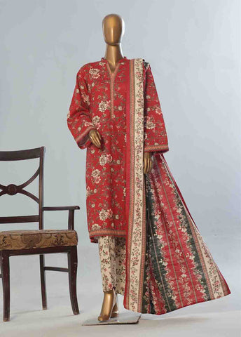 Bin Saeed Fabric - WK-078 B-3 Piece Khaddar Printed Suit