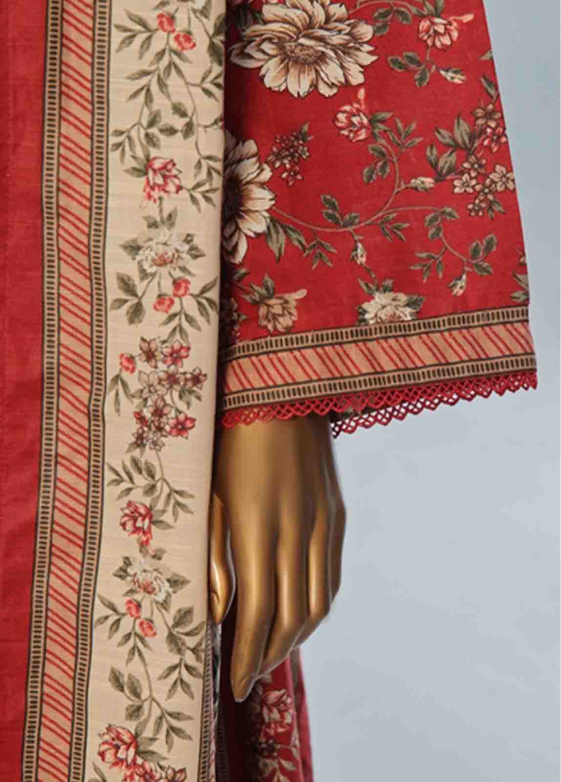 Bin Saeed Fabric - WK-078 B-3 Piece Khaddar Printed Suit