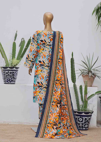 Bin Saeed Fabric - WK-079-3 Piece Khaddar Printed Suit
