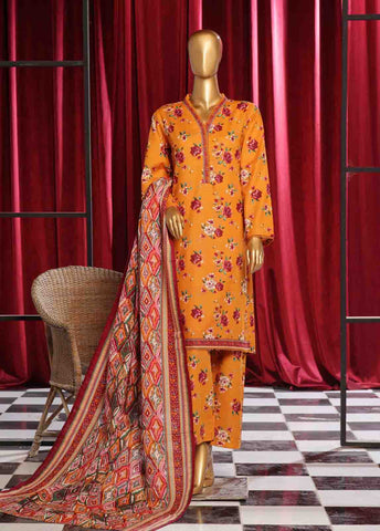Bin Saeed Fabric - WK-081 B-3 Piece Khaddar Printed Suit