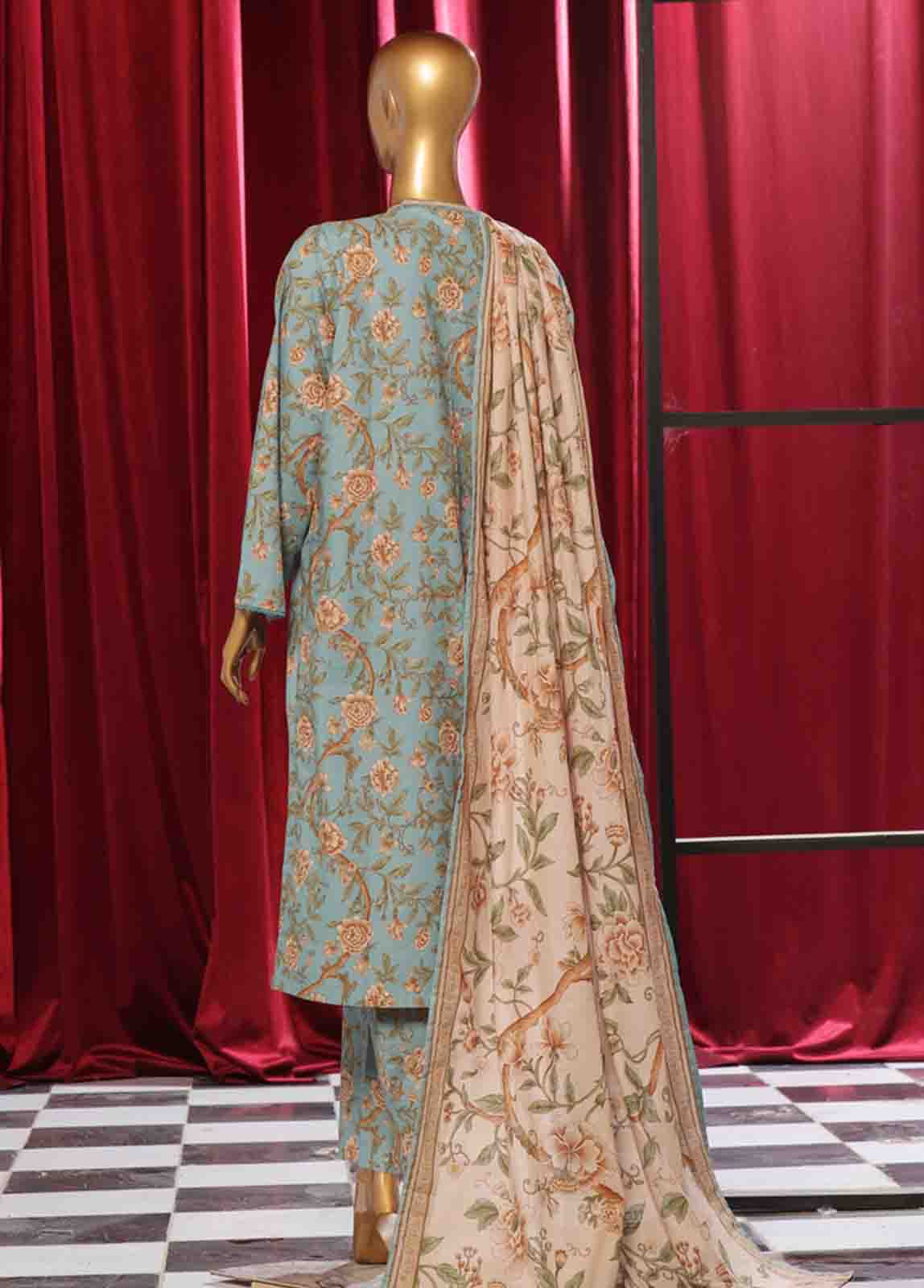 Bin Saeed Fabric - WK-082 B-3 Piece Khaddar Printed Suit