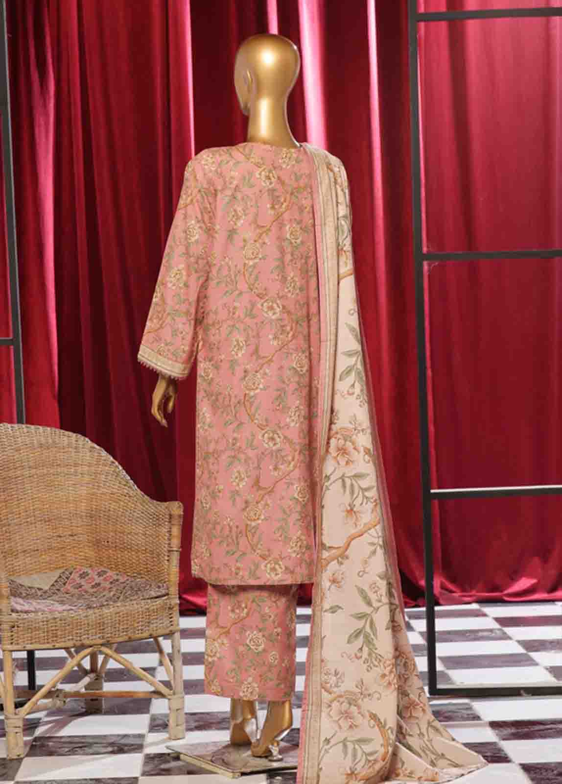 Bin Saeed Fabric - WK-083 B-3 Piece Khaddar Printed Suit