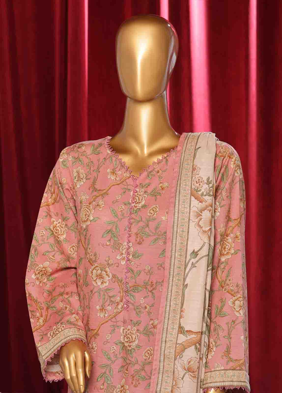 Bin Saeed Fabric - WK-083 B-3 Piece Khaddar Printed Suit