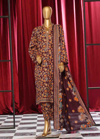 Bin Saeed Fabric - WK-084 B-3 Piece Khaddar Printed Suit
