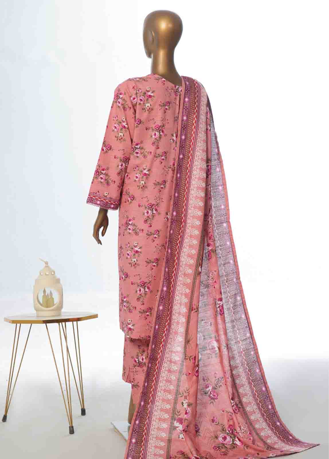 Bin Saeed Fabric - WK-086 B-3 Piece Khaddar Printed Suit