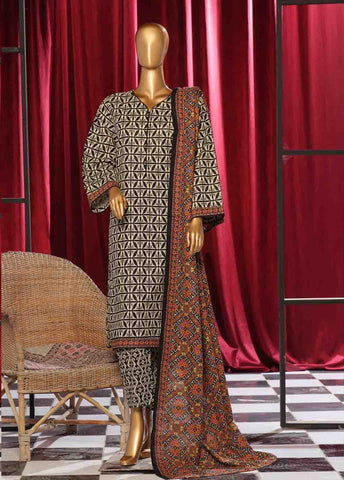 Bin Saeed Fabric - WK-087 B-3 Piece Khaddar Printed Suit