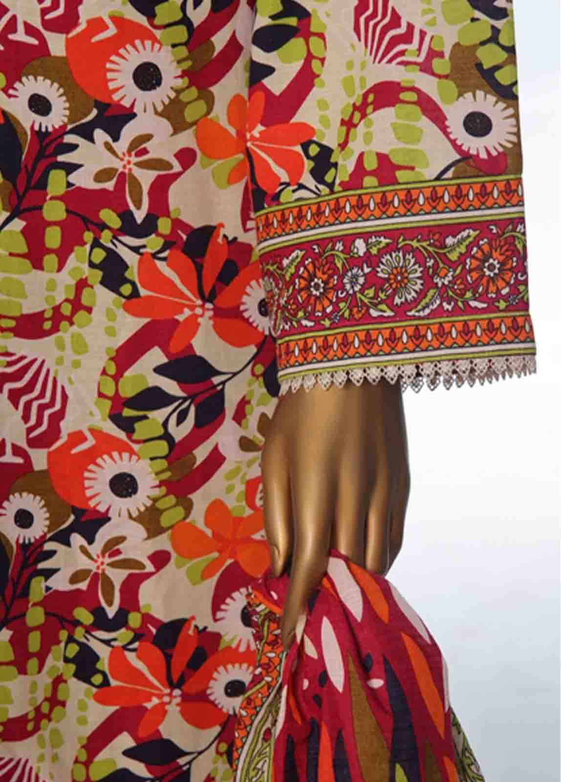 Bin Saeed Fabric - WK-088 B-3 Piece Khaddar Printed Suit