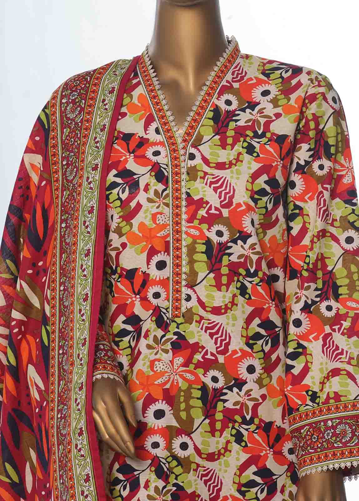 Bin Saeed Fabric - WK-088 B-3 Piece Khaddar Printed Suit